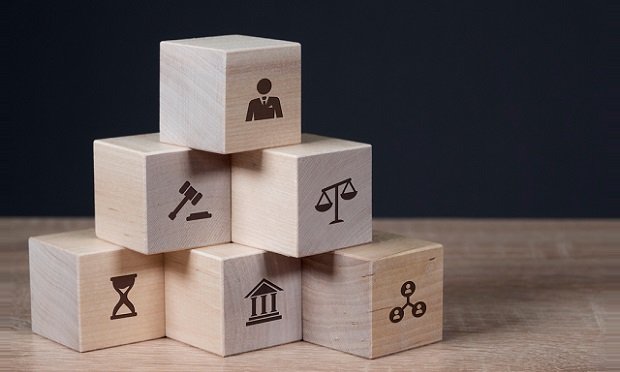 Blocks with employment law symbols