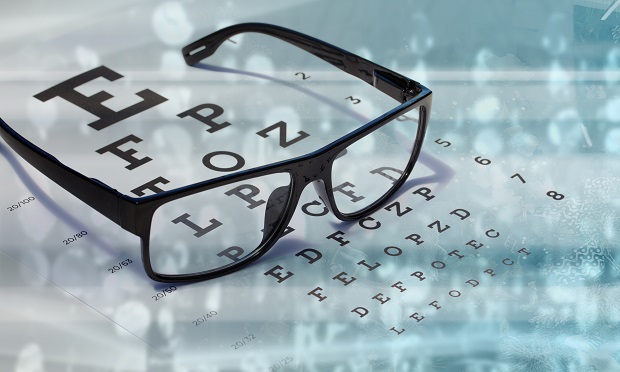 Eye glasses on vision exam