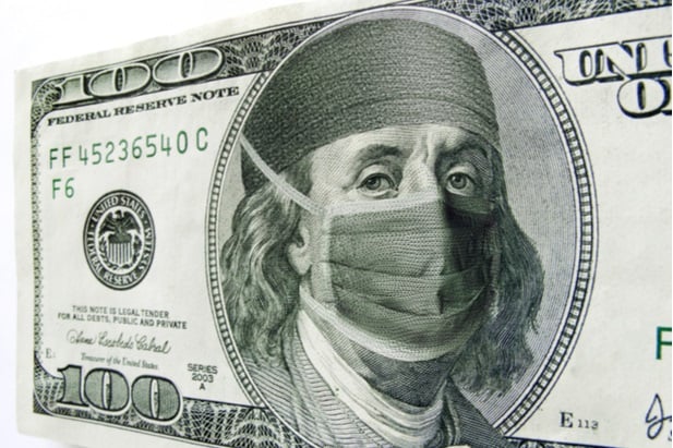 Benjamin Franklin wearing mask on U.S. currency