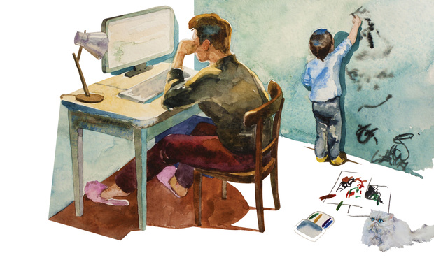 Does workers' comp cover employees working from home? The short answer is: Sometimes. (Illustration: nathings/Adobe Stock)