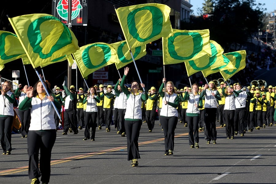 University of Oregon marching band at Rose Bowl parade (photo: AP) Go Ducks!