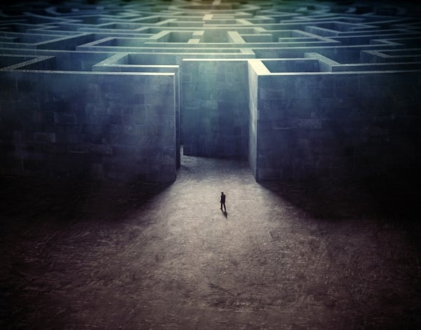 Man facing a maze