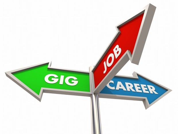 sign saying gig, job, career