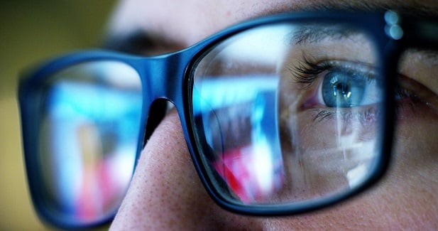 Computer reflection in glasses