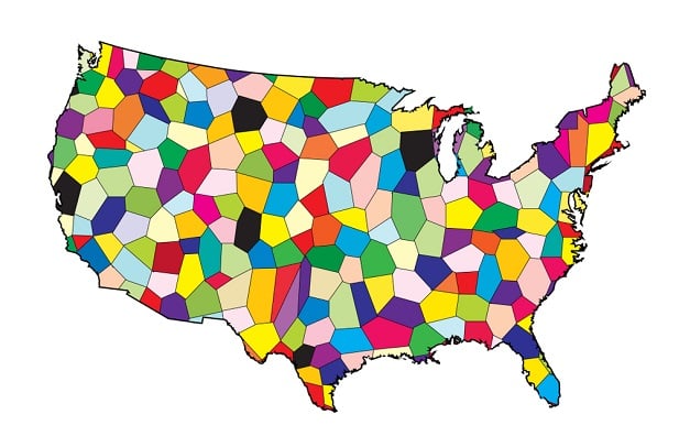 map of US minus Alaska and Hawaii