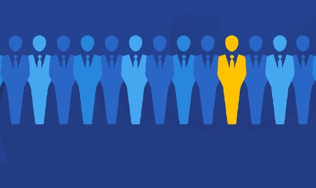 Illustration of figures in business suits