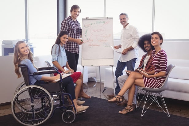 small group of employees in a gathering