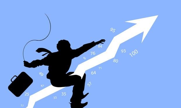 Man riding upward arrow
