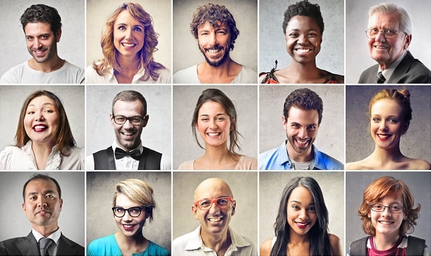 rows of headshots of old and young people