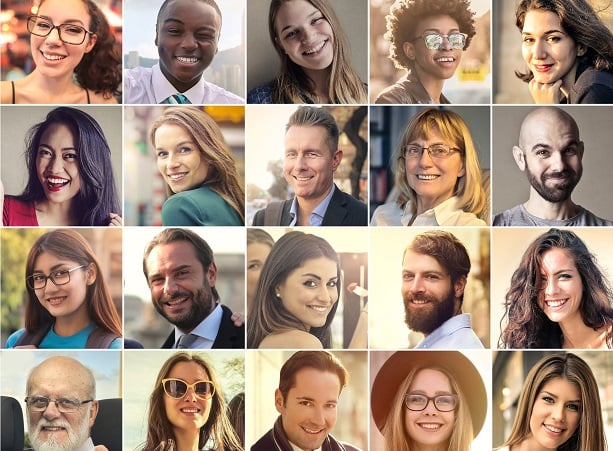 collage of smiling people's faces