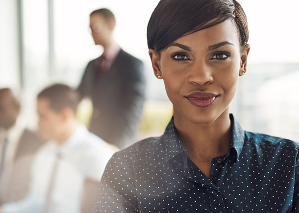 business woman looking at camera