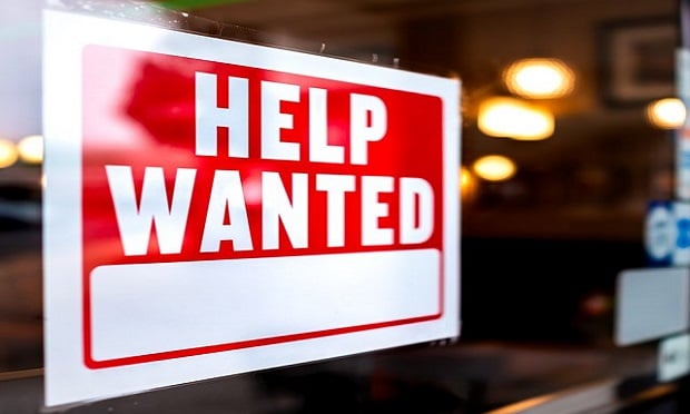 A help wanted sign