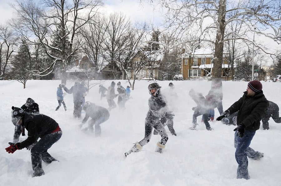 In Indiana where you can keep more of your paycheck, the snowballs fly at Indiana University. (Photo: AP)