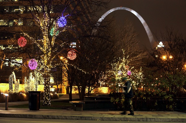 The St. Louis Arch at Christmas time in Missouri, where you'll have more money left after paying the bills. (Photo: AP)