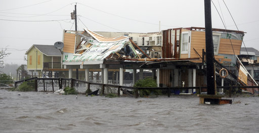 Flood-damaged homes after Hurricane Harvey