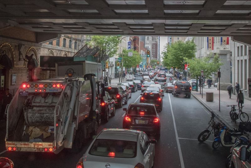 Downtown Philadelphia traffic jam