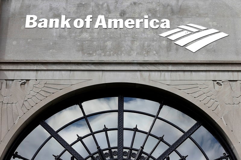 Window at Bank of America building.