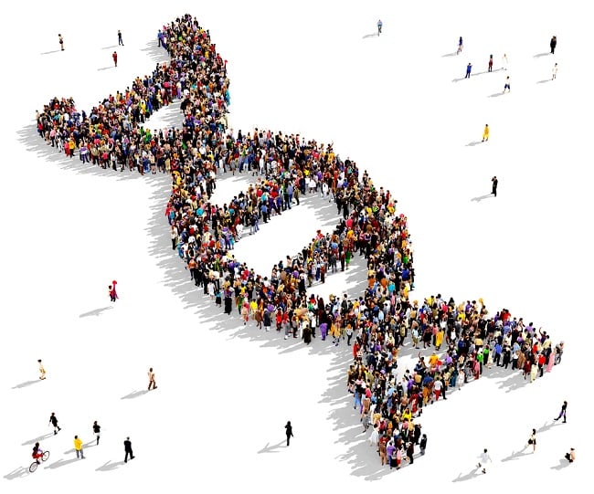people forming DNA strand