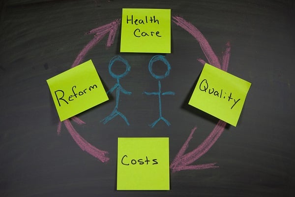 Post-it notes with health reform cycle