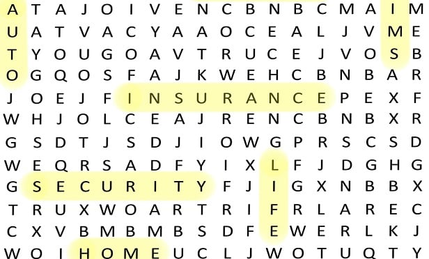 Life insurance word search