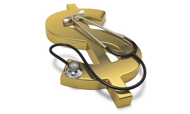 Stethoscope on dollar sign