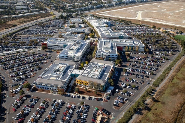 Facebook headquarters from aerial view