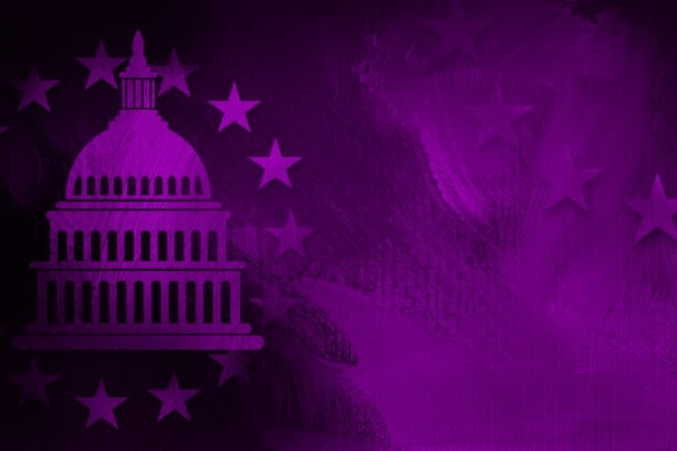 stylized collage drawing of nation's capitol building dome and stars