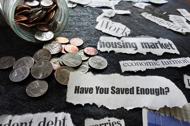 collage of headlines about debt and some coins from a jar