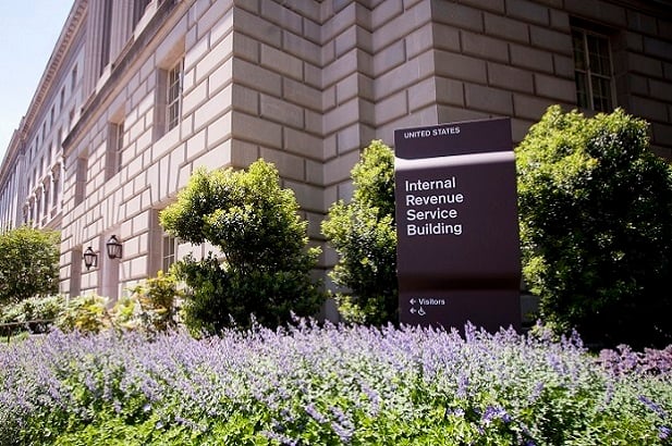 front corner of IRS building in Washington D.C.