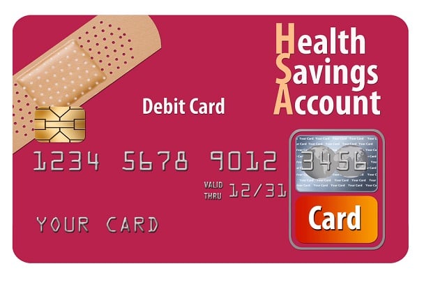 stylized HSA card in maroon with bandage
