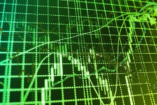 stock chart in green neon