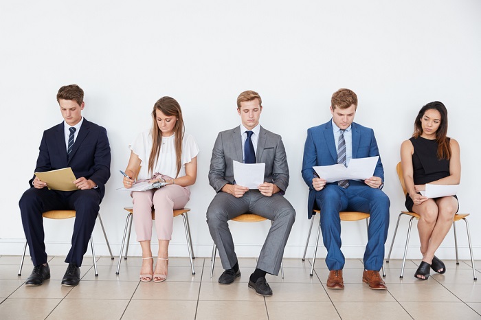 Millennials awaiting job interview
