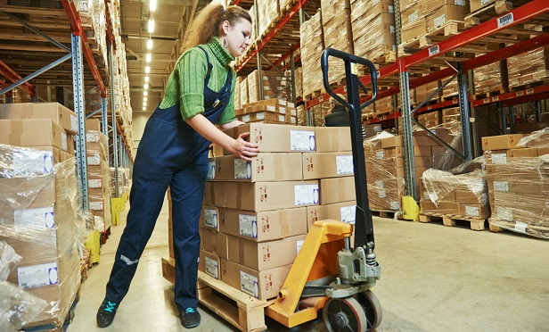 Woman working in warehouse