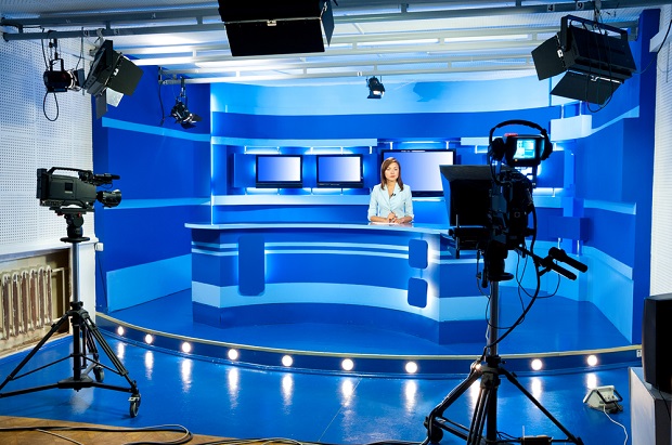 tv studio with anchorperson