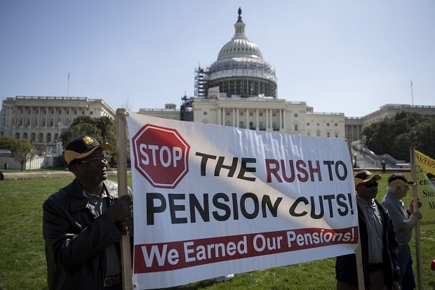 Teamsters protesting pension cuts in Washington D.C.