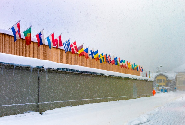 world flags at Davos Switzerland