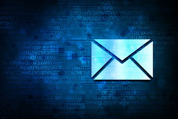 email icon on blue letter background