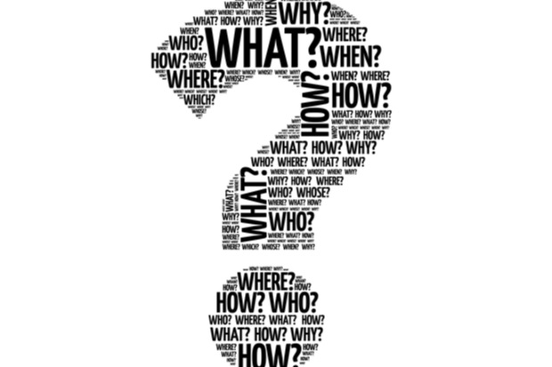 question mark graphic made up of word such as who how what when