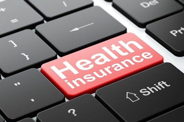 Health insurance button on keyboard