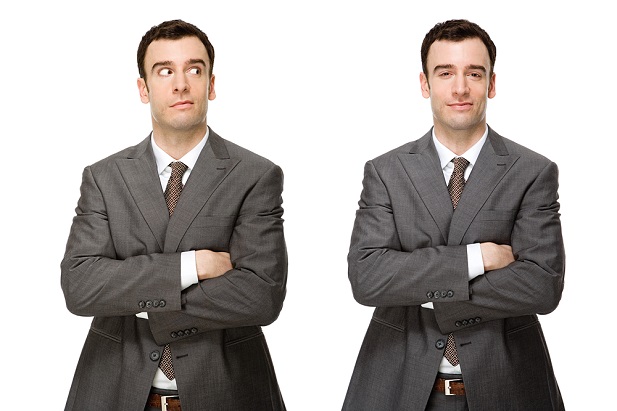 two images of same business man one is stressed other confident