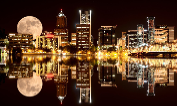 Full Moon over Portland Oregon