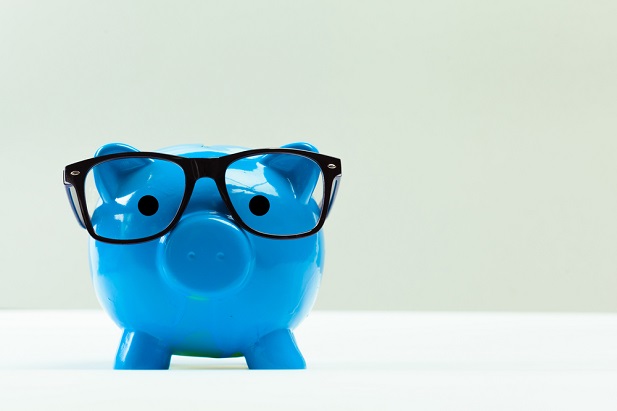 03 blue piggy bank with glasses
