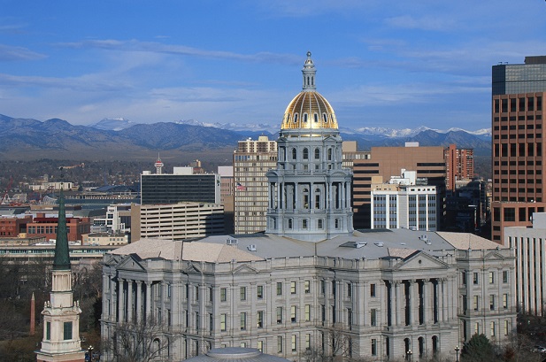 Denver looking west at state capitol building