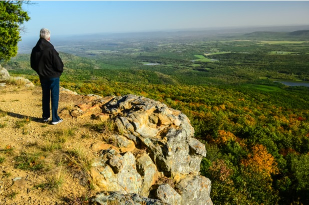 01 Arkansas senior citizen looking out over ozarks