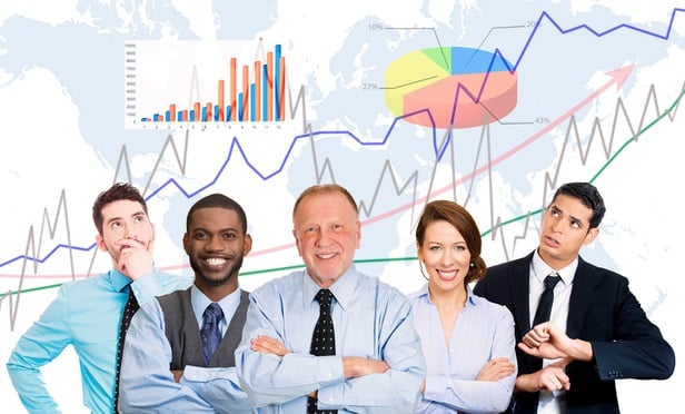 employees man woman charts happy stress