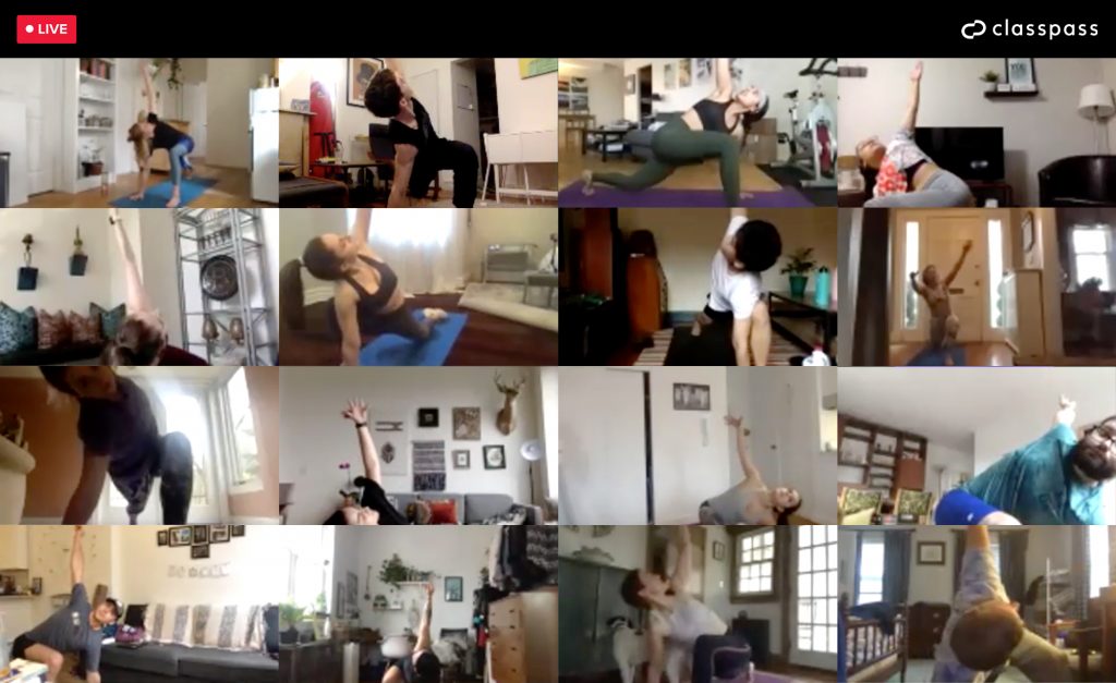 Collage of online exercise classes