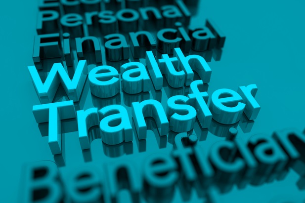words in block letters spell Wealth Transfer along with personal finance and beneficiary