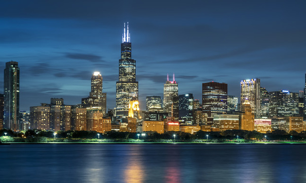 Chicago skyline by night