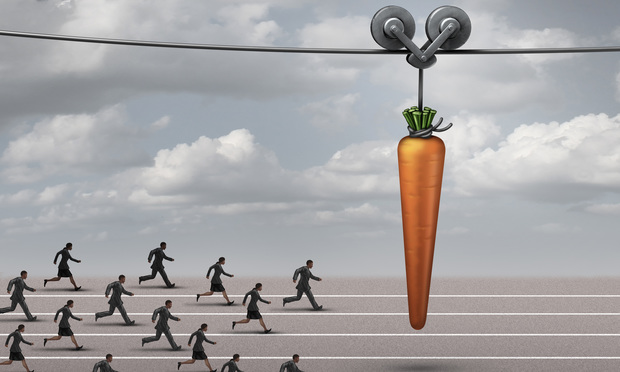 Carrot on line with people chasing
