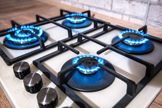 gas burns with blue flames